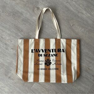 Sezane Striped Beach Tote Bag